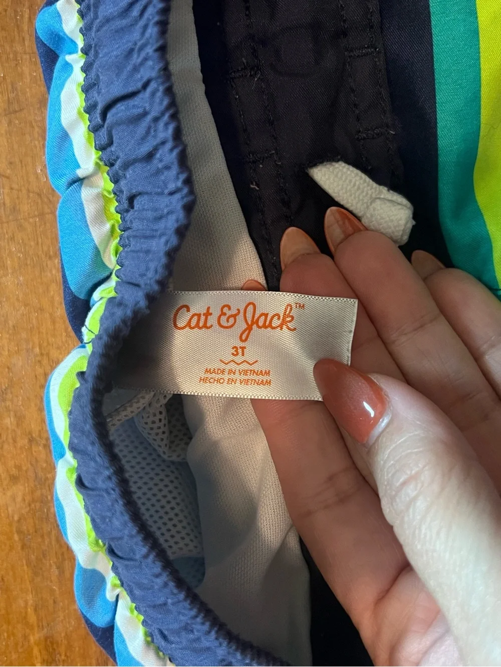 Cat & Jack Striped Swim Trunks Boys 3T Navy Blue Pink Green